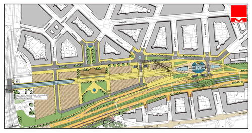 Urbanistická studie s vybudovaným Městským okruhem na Hradčanské a Dejvicích